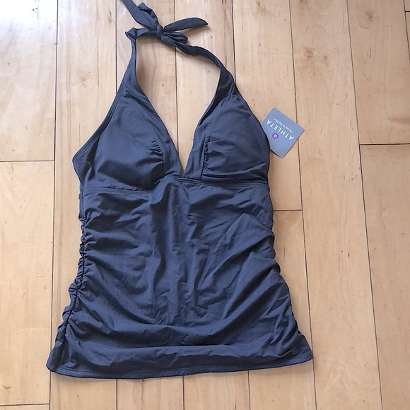 Athleta Women's Shirrendipity Halter Swim Top in Dark Gray - Picture 1 of 12